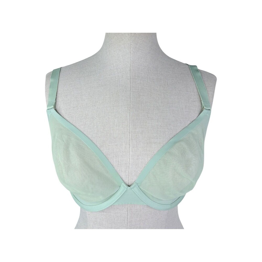 Cuup The Plunge Mesh Bra sz 32G * Mint Green Shaping Lightweight Summer Mesh
